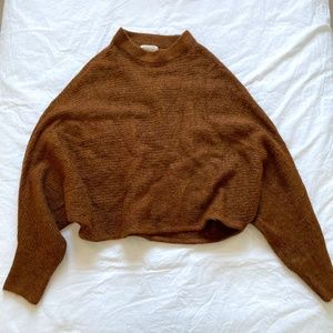 Brown Cropped Knit Sweater - Size S/M